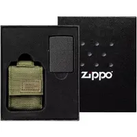 Zippo Tactical Green Pouch y Black Crackle Windproof 49400-000002, set de regalo de mechero