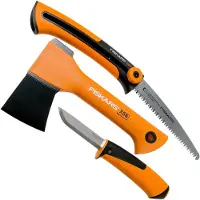Fiskars X5 set de camping con hacha, sierra y cuchillo