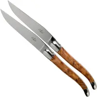 Laguiole , LAT22MINTHBRI, Juego de cuchillos para carne de 2 piezas pulidos, Thuya-wood