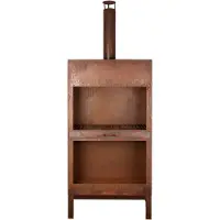 Esschert Design - Chimenea de jardín XL - con almacenamiento para leña - Acero oxidado
