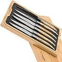 Laguiole En Aubrac juego de cuchillos para carne 6-unitades de madera de abedul, 62C99BHIH