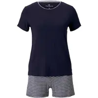 Tom Tailor Pijama de pantalón corto azul oscuro / blanco