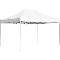 vidaXL Tienda de campaña plegable para fiestas, aluminio, 4,5 x 3 metros, blanca