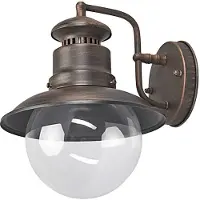 LINDBY Aplique de exterior Eddie, color óxido, metal, IP44, E27