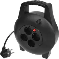 Pricenet Carrete de cable Schuko, 4 enchufes, 10 metros, 3 x 1,0 mm²