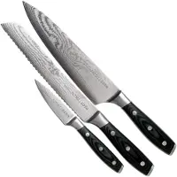 Couteaux de cuisine Eden Eden Classic Damast 2030-S02 juego de cuchillos 3-unidades