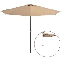 vidaXL Sombrilla para balcón con mástil de aluminio, color taupe, 300x155 cm, forma semicircular