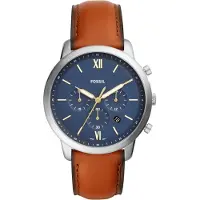 Fossil Reloj analógico 'FS5453' azul / cognac / plata