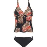 LASCANA Tankini marrón claro / albaricique / rojo anaranjado / negro / blanco