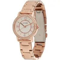 GUESS Reloj analógico 'Melody' oro rosa / blanco cáscara de huevo