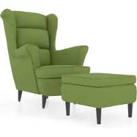 vidaXL Sillón orejero con reposapiés, color verde claro, tapizado en terciopelo, marca