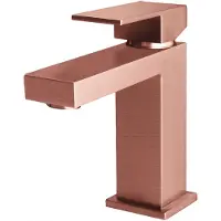 Aloni Grifo monomando rectangular para lavabo, acabado en cobre cepillado, marca Chan
