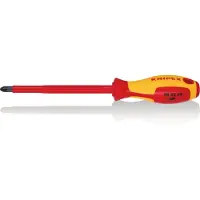 Knipex Destornillador plano PZD 03, longitud de la hoja 150 mm, longitud total 270 mm, acabado en , con revestimiento de 2 componentes - 98 25 03