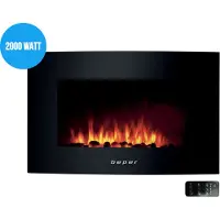 Beper Chimenea eléctrica RI.503, 2000W, 5 ajustes, llama 3D, montaje en pared, temporizador semanal, control remoto, color