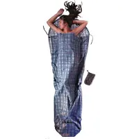 Cocoon - MummyLiner Cotton Flanell - Saco de dormir de viaje size 241 x 90/56 cm, gris/turquesa