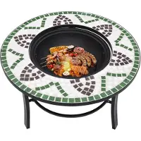 vidaXL , fogón de mosaico cerámico, color verde, 68 cm