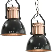 Möbelando vidaXL Lámpara de techo, 2 unidades, negra, redonda, casquillo E27