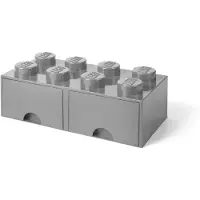 LEGO Ladrillo de almacenamiento con cajones gris piedra medio de 8 espigas