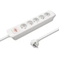 Qoltec : Regleta de alimentación | 5 enchufes | 1.8 metros | blanca. Marca: