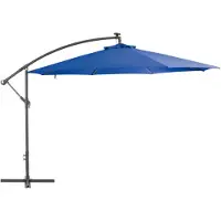 vidaXL Parasol para jardín con mástil de aluminio, 350 cm, color azul