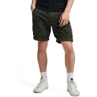 Superdry para hombre. M7110300A Pantalones cortos cargo de algodón orgánico Core verde (30), Casual, Camuflaje, Sostenible, outlet