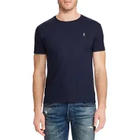 Ralph Lauren para hombre. 710740727003 Camiseta de algodón Custom Slim Fit marino (S), Casual, Manga corta, outlet 20