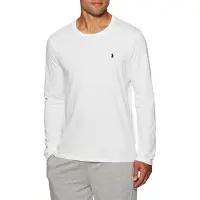 Ralph Lauren para hombre. 714844759004 Camiseta de dormir de punto de algodón blanco (XXL), Homewear, Manga larga, ou