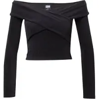 Urban Classics Ladies Velvet Rib Crossed Off Shoulder Longsleeve Black Talla: L | Blusas Outlet | Mujer | Negro