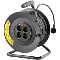 Nobrand Carrete de cable de 50 metros, con 4 tomas de corriente con toma de tierra | Color , material plástico - Cable H05VV 3G1,5 mm²
