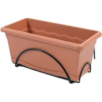 Plastiken Jardinera De Balcón Con Placa Integrada 74819 Con Soporte Antracita 60x24 Cm