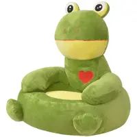 vidaXL Sillón infantil de felpa, diseño de rana, color verde ()