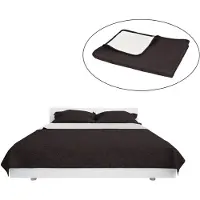 vidaXL : Manta de cama reversible, acolchada, 170 x 210 cm, color crema y marrón