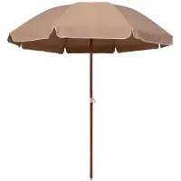 vidaXL Sombrilla con mástil de acero, 240 cm, color beige