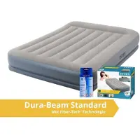 Intex Colchón hinchable Pillow Rest, tamaño doble, con bomba integrada, kit de reparación y dimensiones de 203x152x30 cm. Fabricado en PVC, color gris