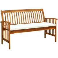vidaXL Banco de jardín con cojín, 147 cm, madera maciza de acacia