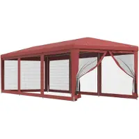 vidaXL Tienda de campaña para fiestas con 8 paneles laterales de malla, color rojo, 3x9 metros, fabricada en HDPE
