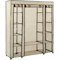 vidaXL Armario de tela con compartimentos y barras para colgar, color crema, 150x45x176 cm