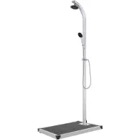 vidaXL Ducha de jardín con base gris de 220 cm, fabricada en aluminio