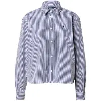Ralph Lauren para mujer. 211891419001 Camisa recortada de algodón con rayas azul (M), Casual, Manga larga, outlet 202