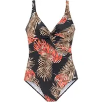 LASCANA Traje de baño marrón / naranja neón / negro / blanco