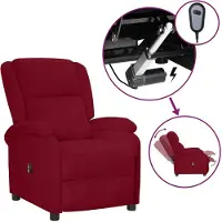 vidaXL Sillón reclinable eléctrico, color burdeos, tapizado en terciopelo ()
