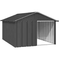 vidaXL Caseta para perros, color antracita, 116,5 x 153 x 81,5 cm, acero galvanizado