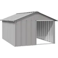 vidaXL Caseta para perros, gris, 116,5 x 153 x 81,5 cm, acero galvanizado