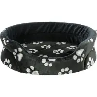 Trixie Cama para perros modelo Jimmy, ovalada, de color negro con estampado de huella