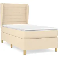 vidaXL Cama con somier y colchón de color crema, 100x200 cm, tapizada en tela