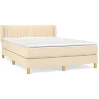 vidaXL Cama con somier y colchón de color crema, 140x200 cm, tapizada en tela