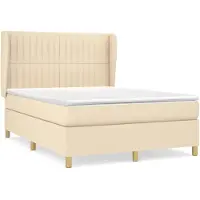 vidaXL Cama con somier y colchón de color crema, 140x200 cm, tapizada en tela