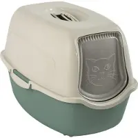 Rotho Arenero para gatos Bailey con tapa, color verde y blanco