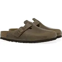 Birkenstock para hombre. 960811 Zuecos de Piel Boston (Ajuste Regular) marrón (38), Plano, Ninguno, Casual, outlet 2026.