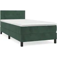 vidaXL Cama con somier y colchón de la marca , color verde oscuro, 80x200 cm, tapizada en terciopelo